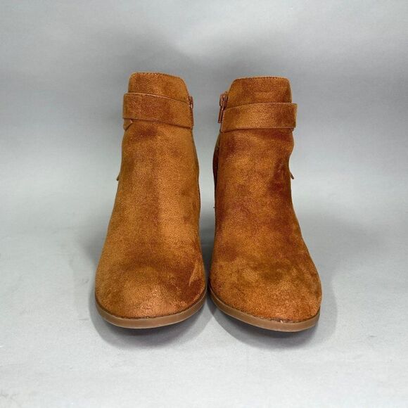 ZBY Ankle Boots Women's Size 8.5 Rust Brown Suede Heeled Ankle Booties - Picture 2 of 9
